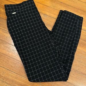 The Limited Black and White Straight Leg Pants with Geometric Pattern